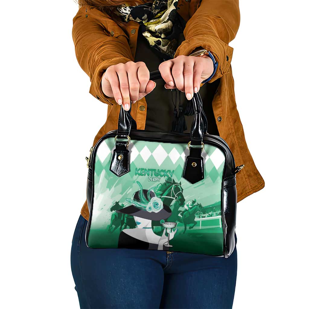 Kentucky Horse Racing Shoulder Handbag Derby Mint Julep Girl - Green Pastel LT14