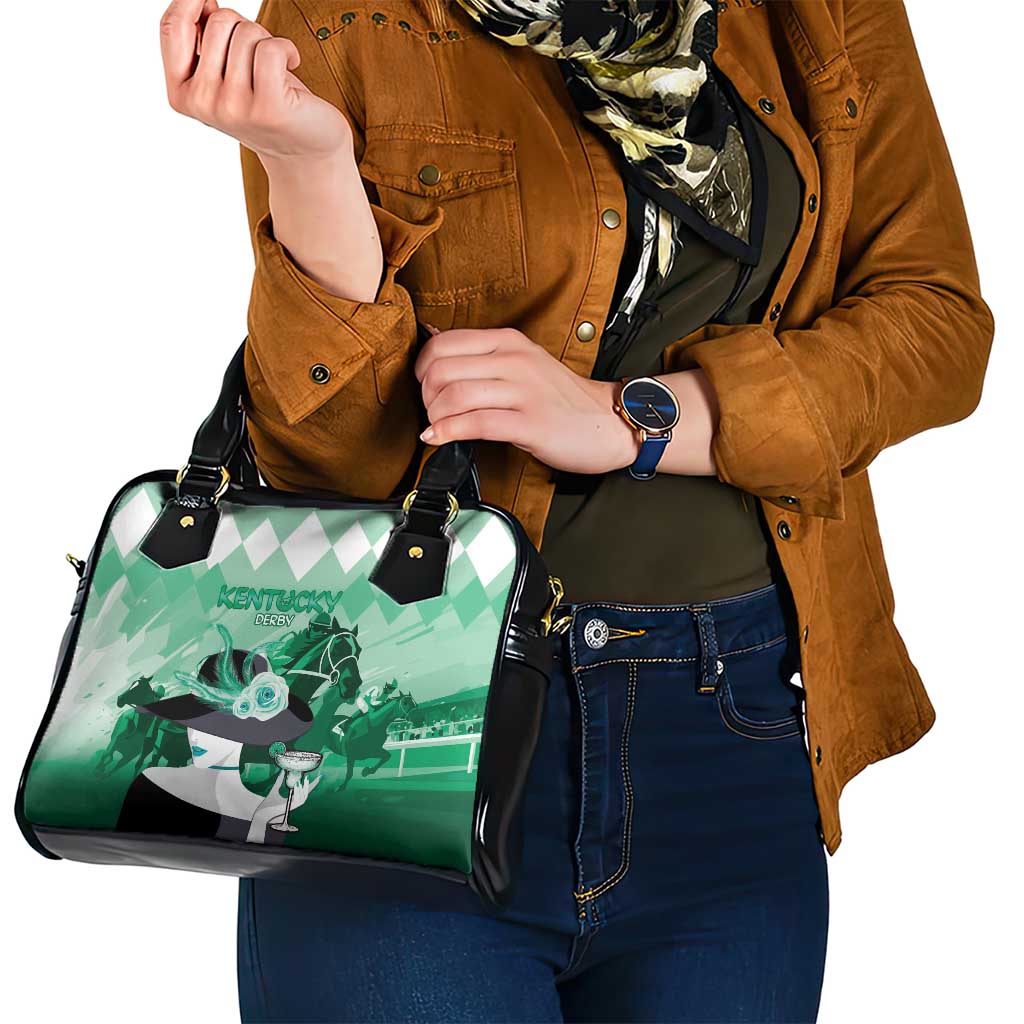 Kentucky Horse Racing Shoulder Handbag Derby Mint Julep Girl - Green Pastel LT14