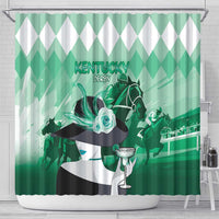 Kentucky Horse Racing Shower Curtain Derby Mint Julep Girl - Green Pastel LT14