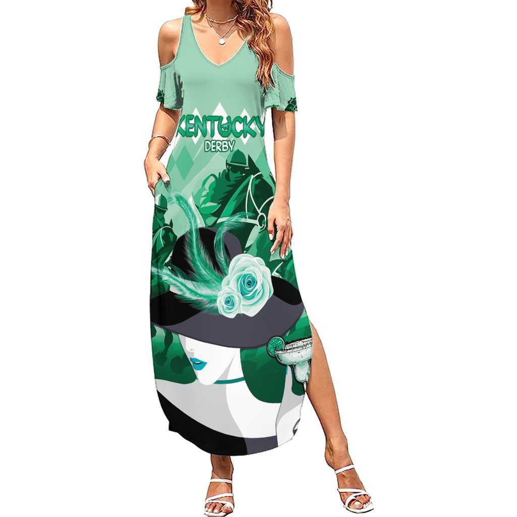 Kentucky Horse Racing Summer Maxi Dress Derby Mint Julep Girl - Green Pastel LT14