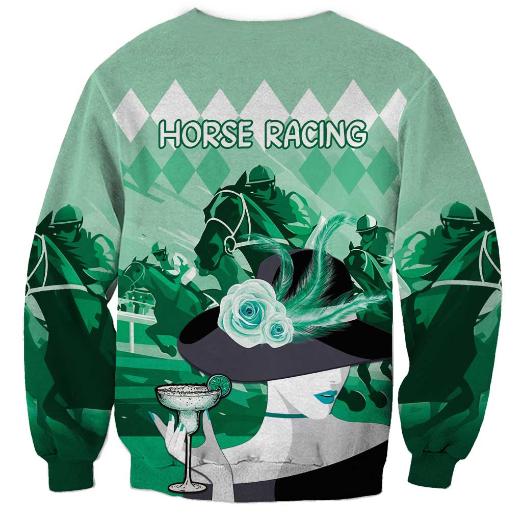 Kentucky Horse Racing Sweatshirt Derby Mint Julep Girl - Green Pastel LT14