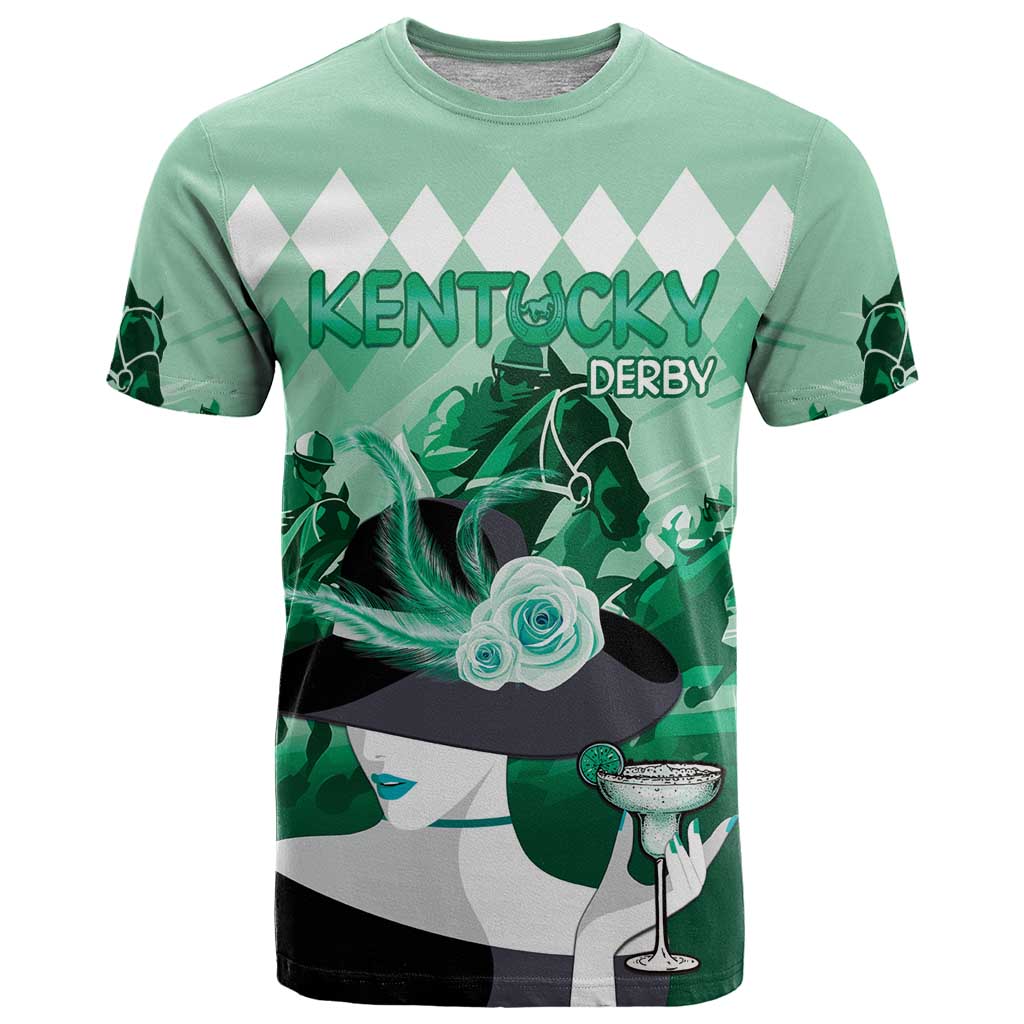 Kentucky Horse Racing T Shirt Derby Mint Julep Girl - Green Pastel LT14