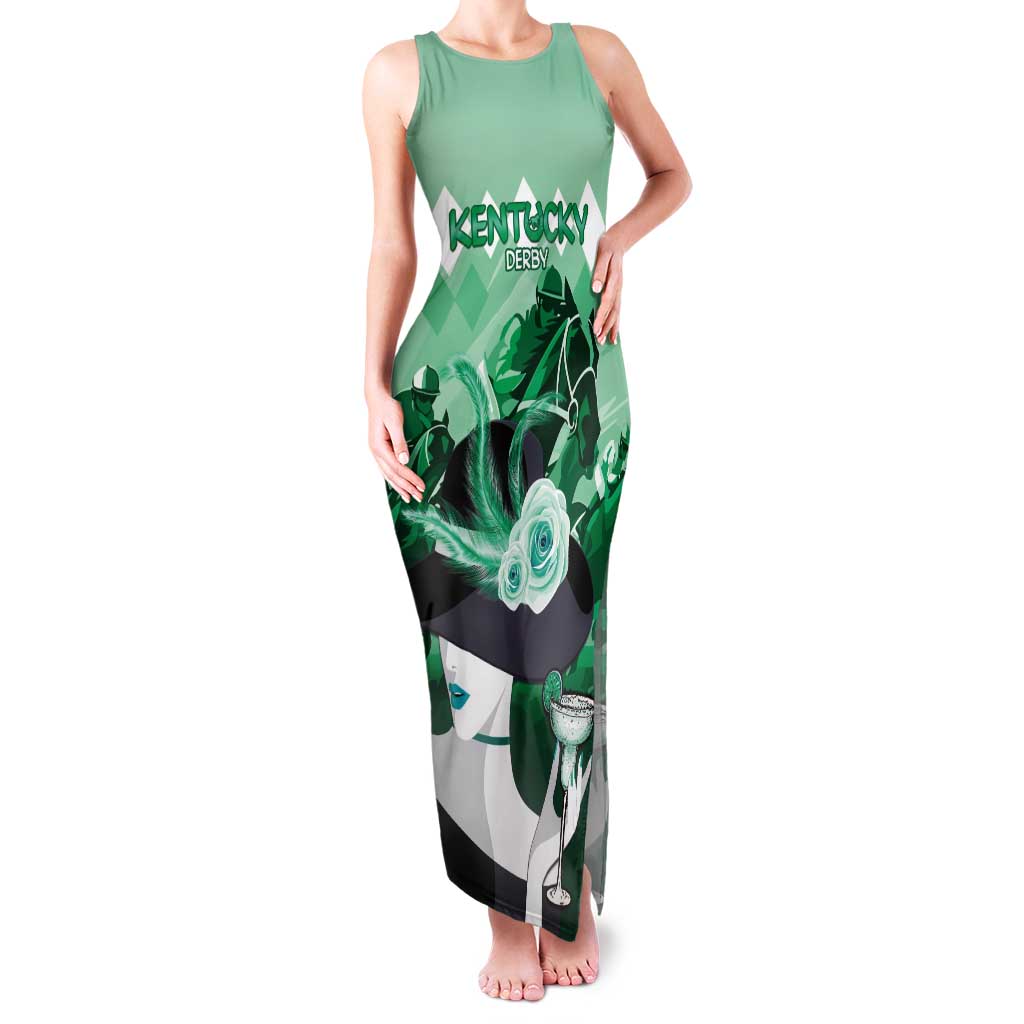 Kentucky Horse Racing Tank Maxi Dress Derby Mint Julep Girl - Green Pastel LT14