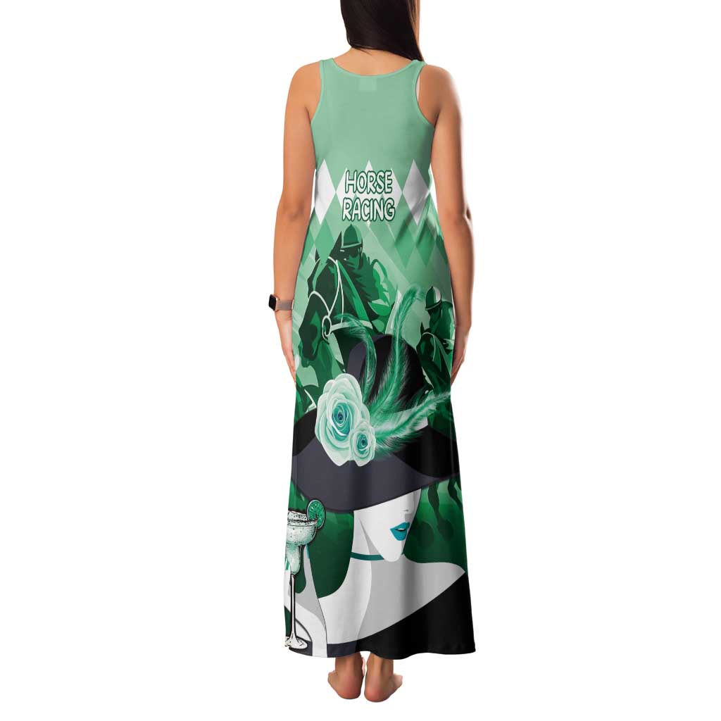 Kentucky Horse Racing Tank Maxi Dress Derby Mint Julep Girl - Green Pastel LT14