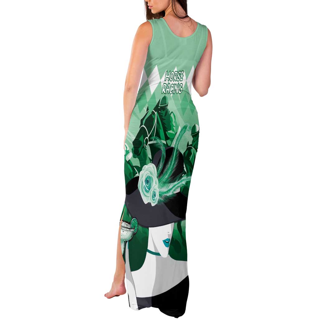 Kentucky Horse Racing Tank Maxi Dress Derby Mint Julep Girl - Green Pastel LT14