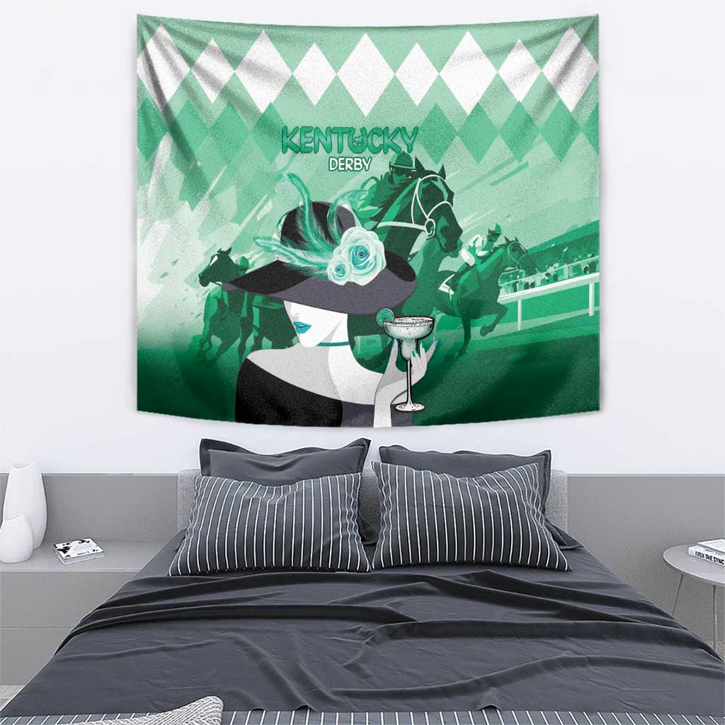 Kentucky Horse Racing Tapestry Derby Mint Julep Girl - Green Pastel LT14