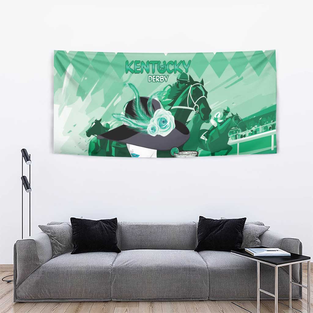 Kentucky Horse Racing Tapestry Derby Mint Julep Girl - Green Pastel LT14