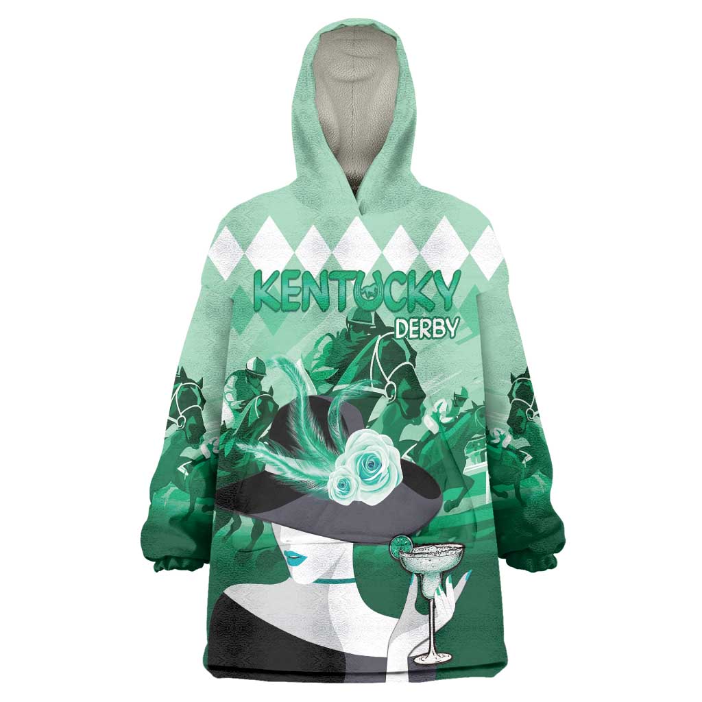 2024 Kentucky Horse Racing Wearable Blanket Hoodie Derby Mint Julep Girl - Green Pastel