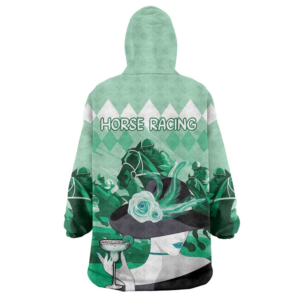 Kentucky Horse Racing Wearable Blanket Hoodie Derby Mint Julep Girl - Green Pastel LT14