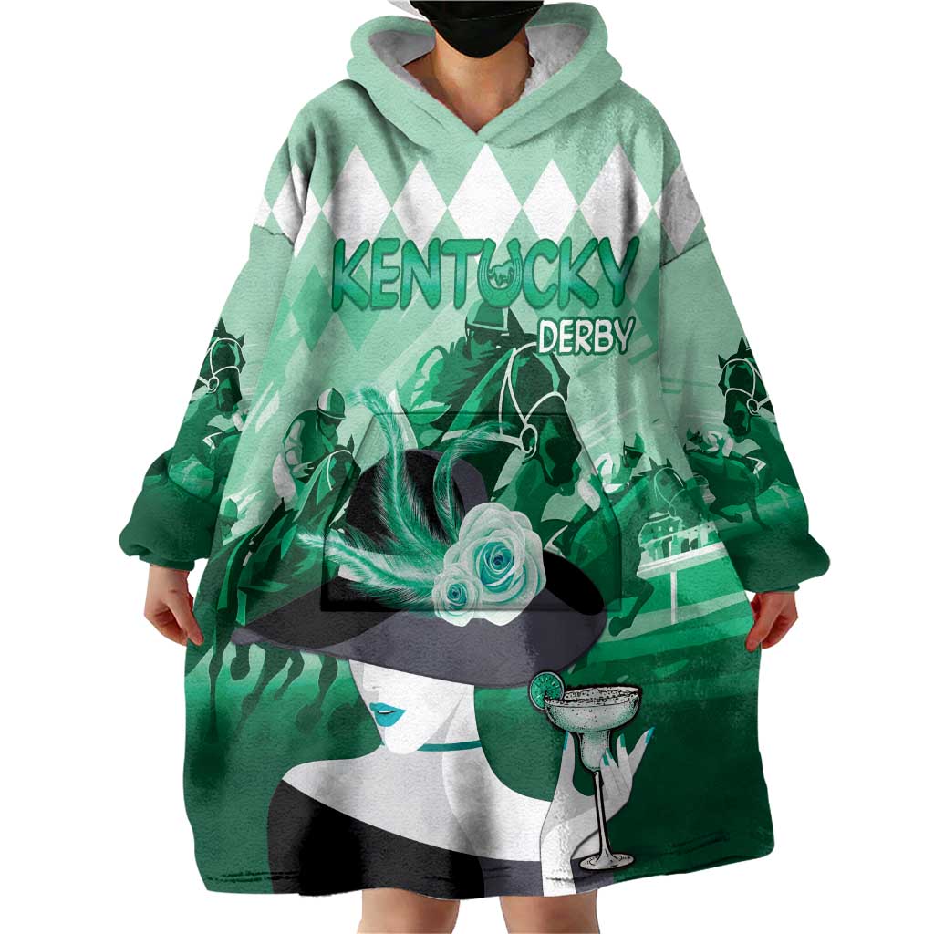 Kentucky Horse Racing Wearable Blanket Hoodie Derby Mint Julep Girl - Green Pastel LT14