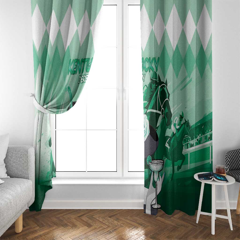 Kentucky Horse Racing Window Curtain Derby Mint Julep Girl - Green Pastel LT14