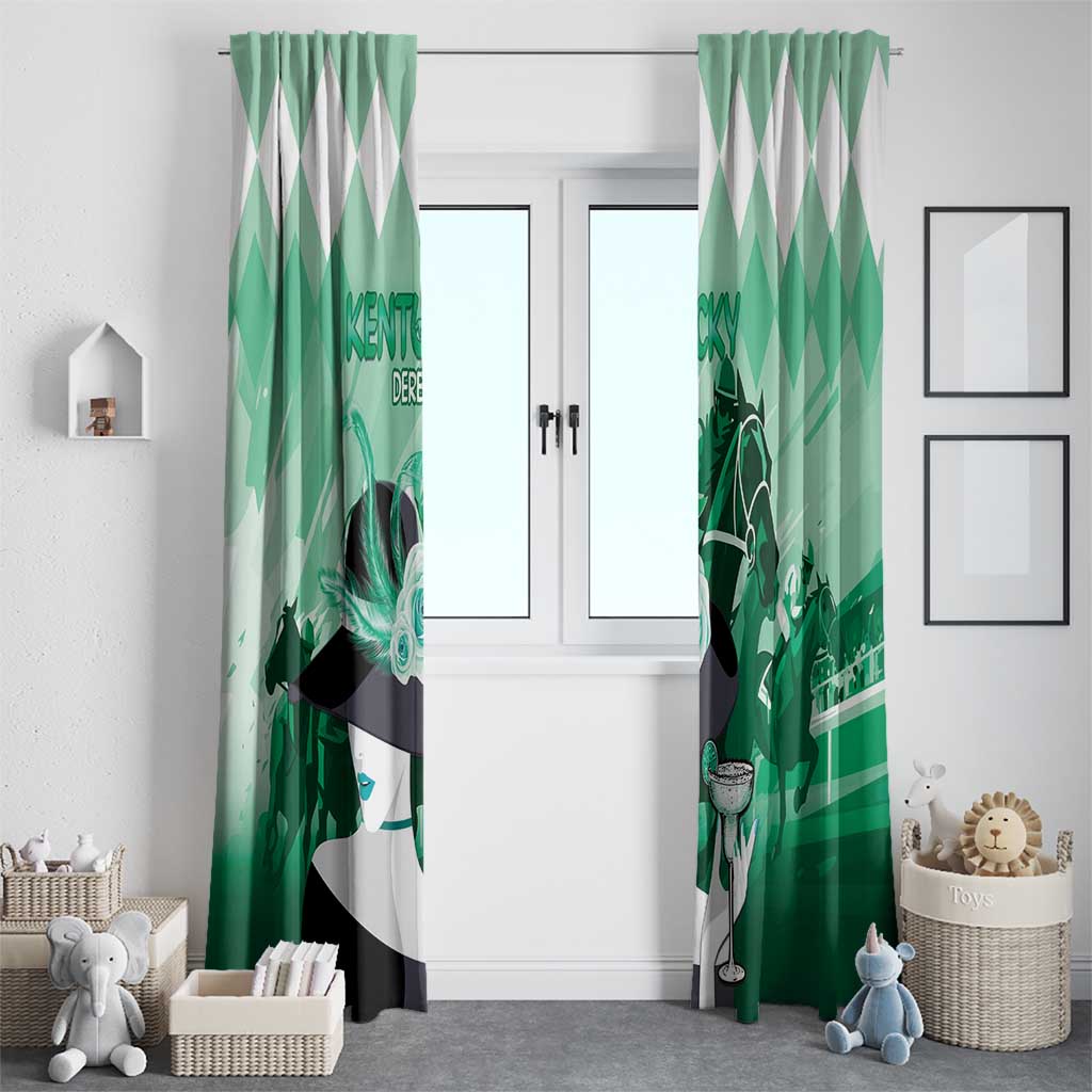 Kentucky Horse Racing Window Curtain Derby Mint Julep Girl - Green Pastel LT14