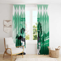 Kentucky Horse Racing Window Curtain Derby Mint Julep Girl - Green Pastel LT14
