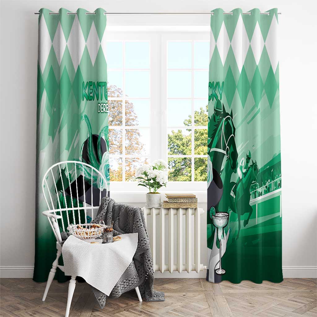 Kentucky Horse Racing Window Curtain Derby Mint Julep Girl - Green Pastel LT14