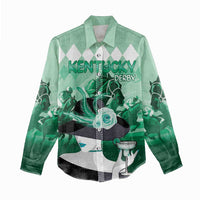 Kentucky Horse Racing Women Casual Shirt Derby Mint Julep Girl - Green Pastel LT14