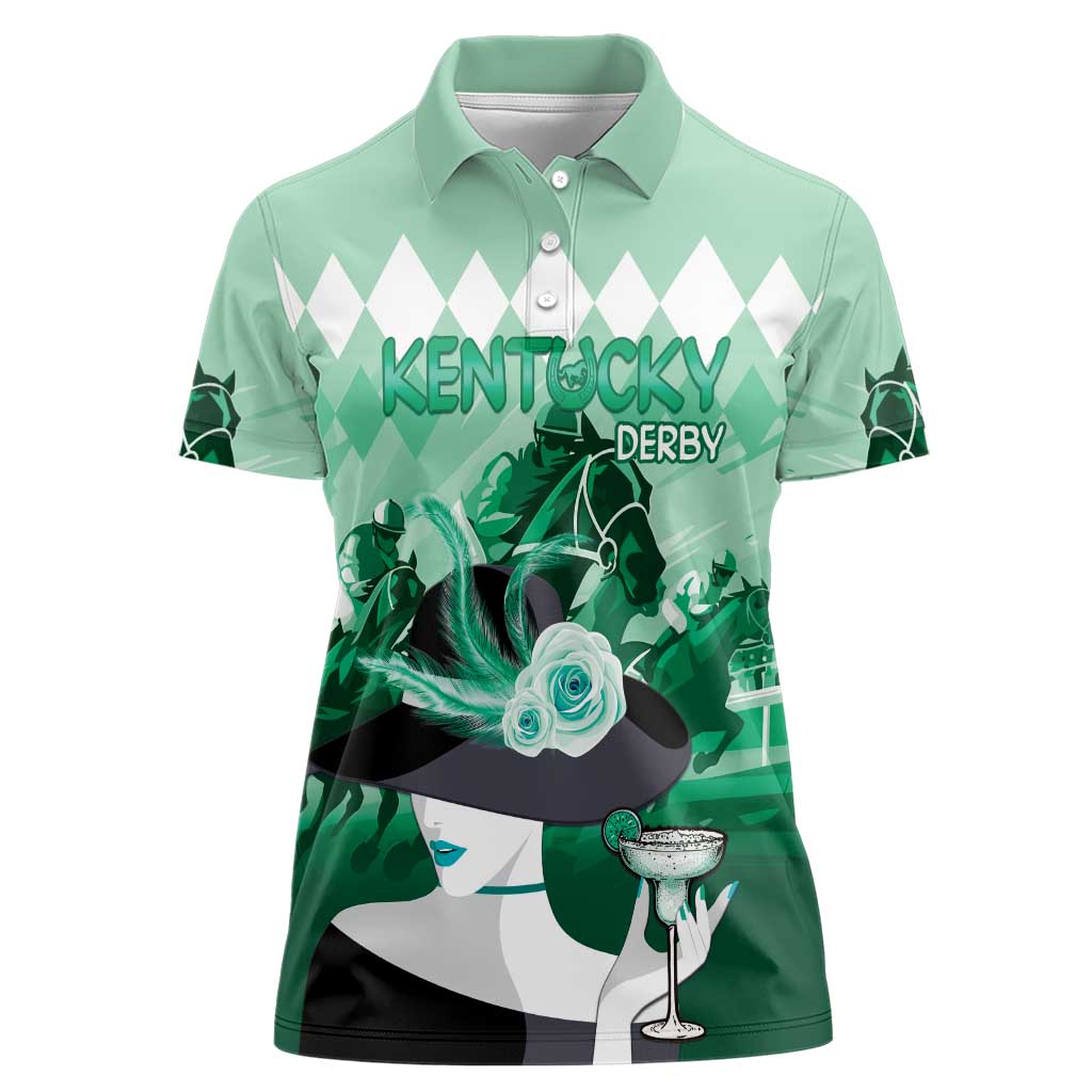 Kentucky Horse Racing Women Polo Shirt Derby Mint Julep Girl - Green Pastel LT14