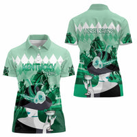 Kentucky Horse Racing Women Polo Shirt Derby Mint Julep Girl - Green Pastel LT14