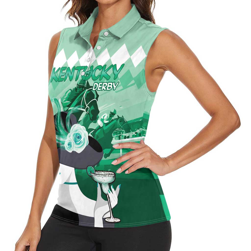 Kentucky Horse Racing Women Sleeveless Polo Shirt Derby Mint Julep Girl - Green Pastel LT14