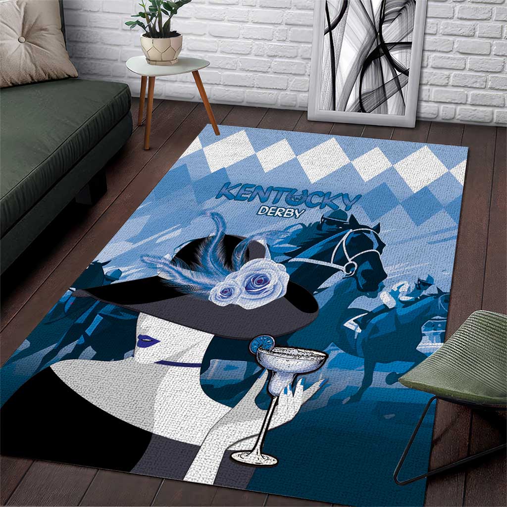 Kentucky Horse Racing Area Rug Derby Mint Julep Girl - Blue Pastel LT14