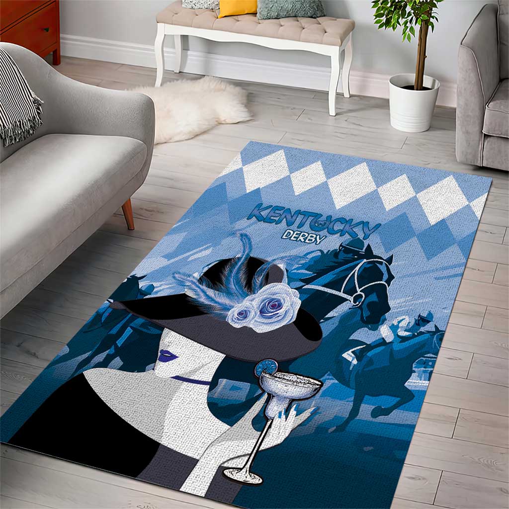 Kentucky Horse Racing Area Rug Derby Mint Julep Girl - Blue Pastel LT14
