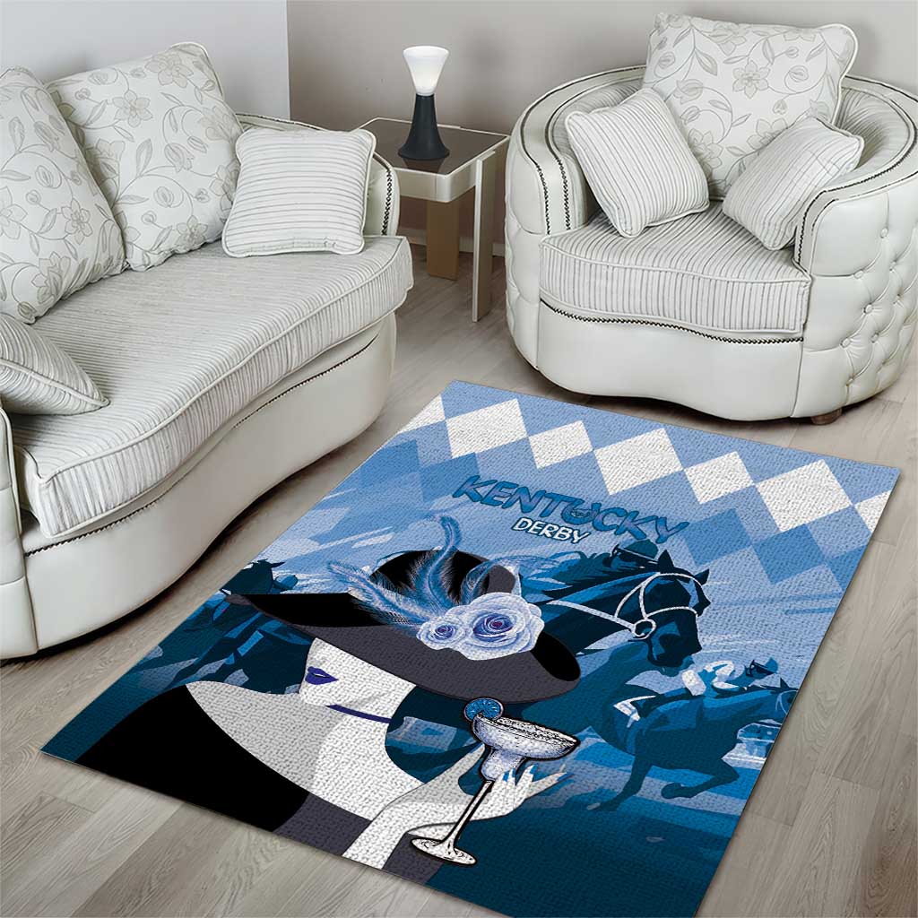 Kentucky Horse Racing Area Rug Derby Mint Julep Girl - Blue Pastel LT14
