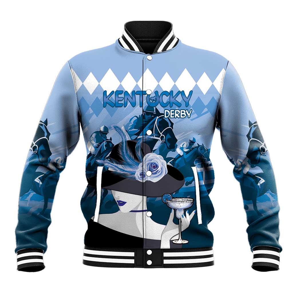 Kentucky Horse Racing Baseball Jacket Derby Mint Julep Girl - Blue Pastel LT14