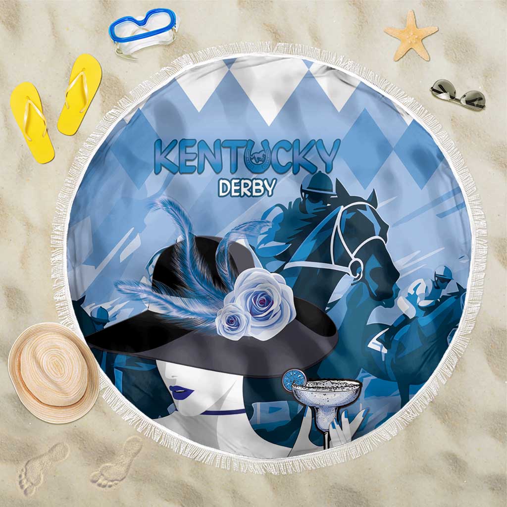 Kentucky Horse Racing Beach Blanket Derby Mint Julep Girl - Blue Pastel LT14