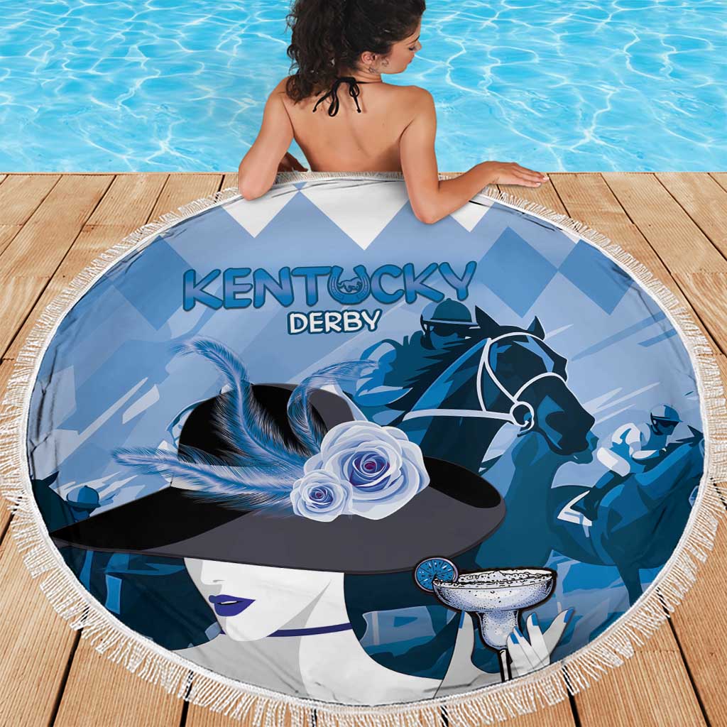 Kentucky Horse Racing Beach Blanket Derby Mint Julep Girl - Blue Pastel LT14