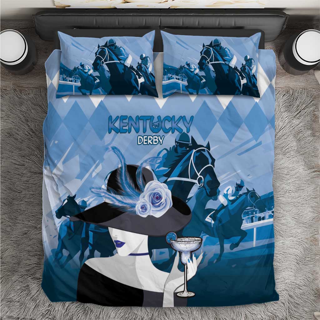 Kentucky Horse Racing Bedding Set Derby Mint Julep Girl - Blue Pastel LT14