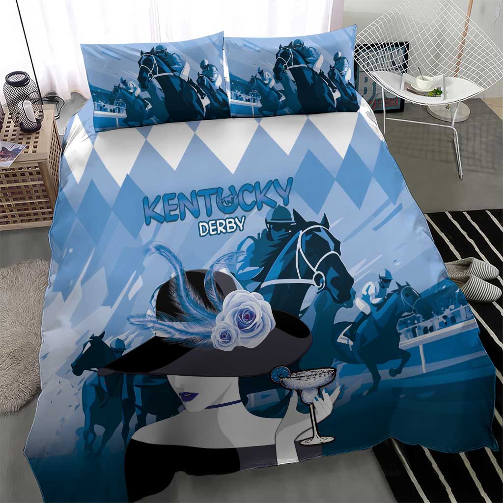 Kentucky Horse Racing Bedding Set Derby Mint Julep Girl - Blue Pastel LT14