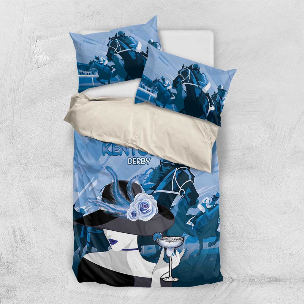 Kentucky Horse Racing Bedding Set Derby Mint Julep Girl - Blue Pastel LT14