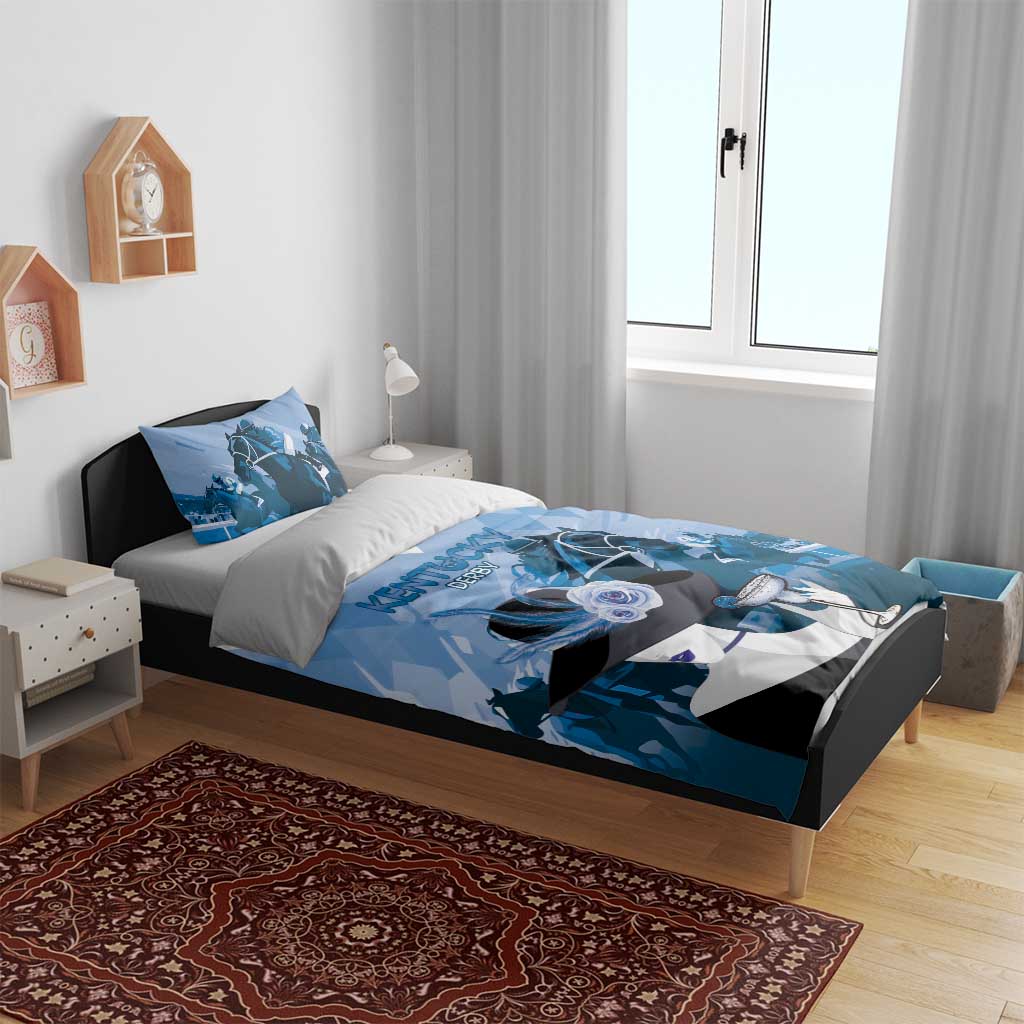 Kentucky Horse Racing Bedding Set Derby Mint Julep Girl - Blue Pastel LT14