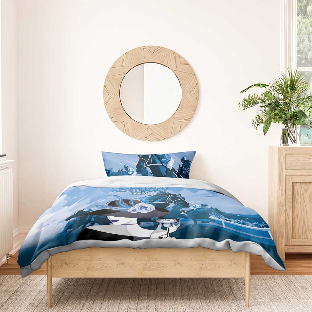Kentucky Horse Racing Bedding Set Derby Mint Julep Girl - Blue Pastel LT14