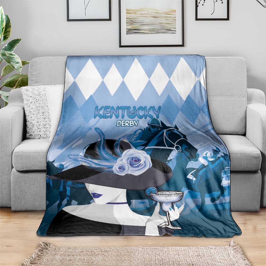 Kentucky Horse Racing Blanket Derby Mint Julep Girl - Blue Pastel LT14