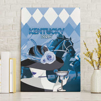 Kentucky Horse Racing Canvas Wall Art Derby Mint Julep Girl - Blue Pastel LT14