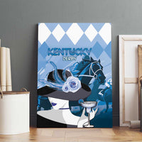Kentucky Horse Racing Canvas Wall Art Derby Mint Julep Girl - Blue Pastel LT14
