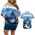 Kentucky Horse Racing Couples Matching Off Shoulder Short Dress and Hawaiian Shirt Derby Mint Julep Girl - Blue Pastel LT14