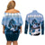 Kentucky Horse Racing Couples Matching Off Shoulder Short Dress and Long Sleeve Button Shirt Derby Mint Julep Girl - Blue Pastel LT14