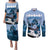 Kentucky Horse Racing Couples Matching Puletasi and Long Sleeve Button Shirt Derby Mint Julep Girl - Blue Pastel LT14