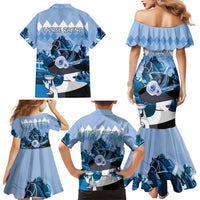 Kentucky Horse Racing Family Matching Mermaid Dress and Hawaiian Shirt Derby Mint Julep Girl - Blue Pastel LT14