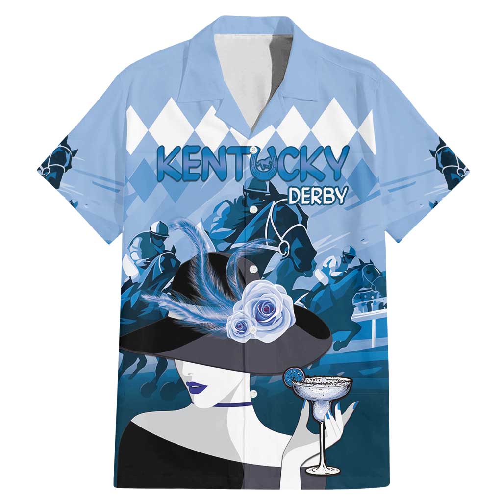 Kentucky Horse Racing Family Matching Mermaid Dress and Hawaiian Shirt Derby Mint Julep Girl - Blue Pastel LT14