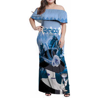 Kentucky Horse Racing Family Matching Off Shoulder Maxi Dress and Hawaiian Shirt Derby Mint Julep Girl - Blue Pastel LT14