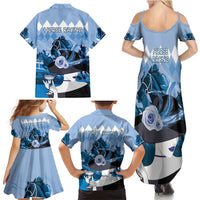 Kentucky Horse Racing Family Matching Summer Maxi Dress and Hawaiian Shirt Derby Mint Julep Girl - Blue Pastel LT14