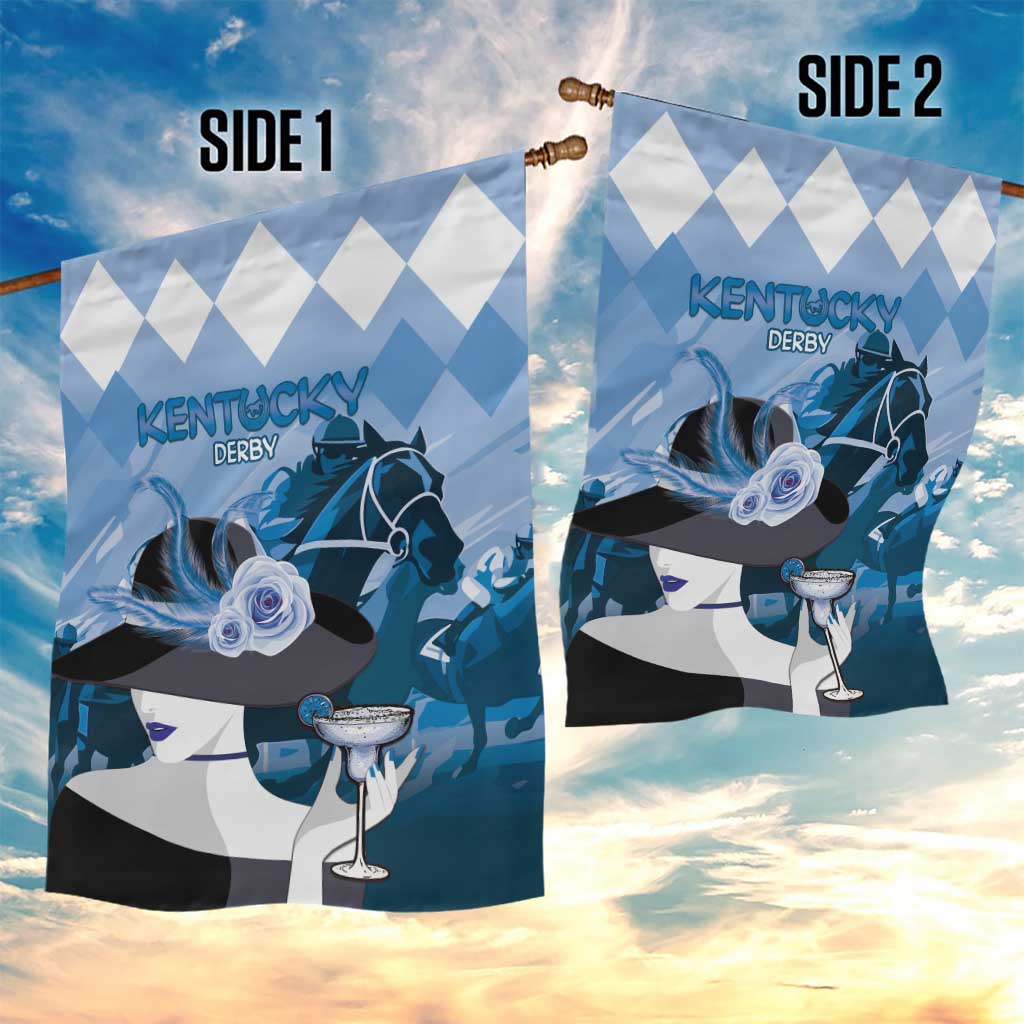 Kentucky Horse Racing Garden Flag Derby Mint Julep Girl - Blue Pastel LT14