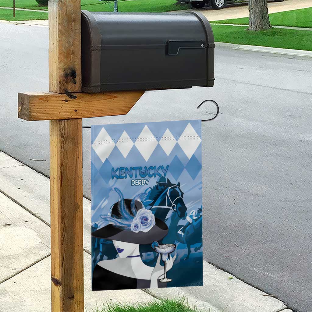 Kentucky Horse Racing Garden Flag Derby Mint Julep Girl - Blue Pastel LT14