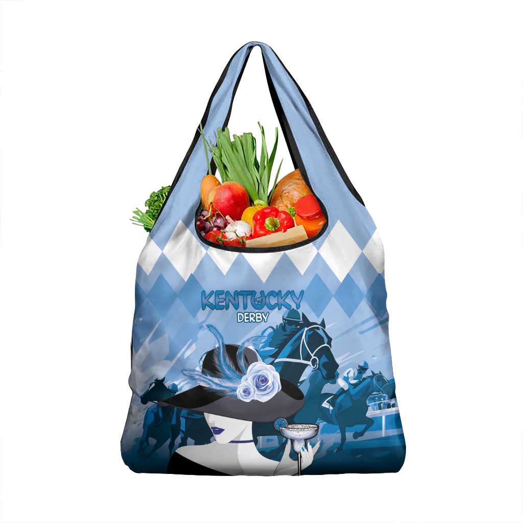 Kentucky Horse Racing Grocery Bag Derby Mint Julep Girl - Blue Pastel LT14