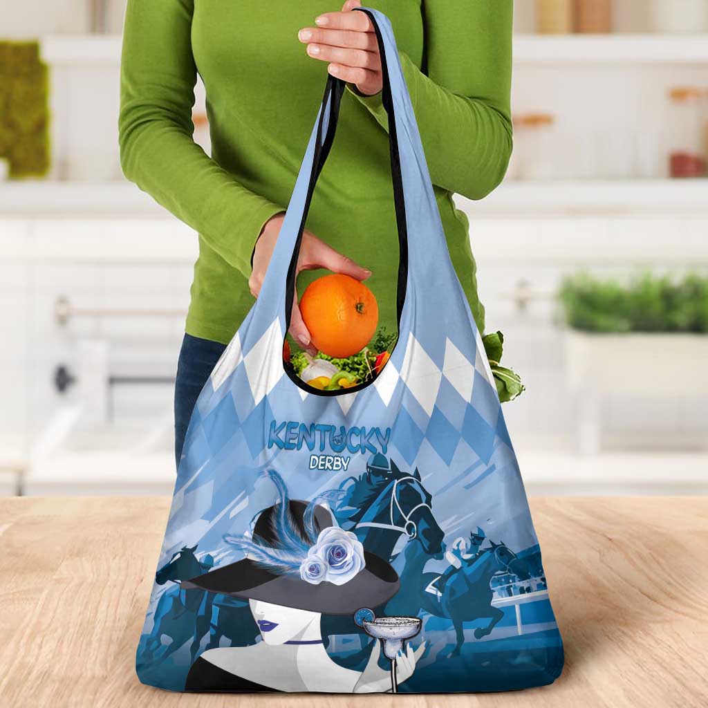 Kentucky Horse Racing Grocery Bag Derby Mint Julep Girl - Blue Pastel LT14
