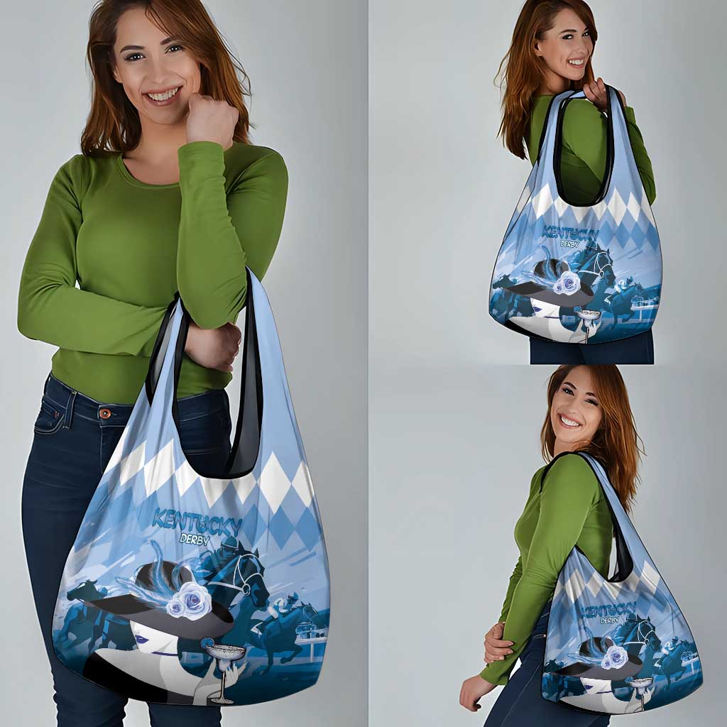 Kentucky Horse Racing Grocery Bag Derby Mint Julep Girl - Blue Pastel LT14