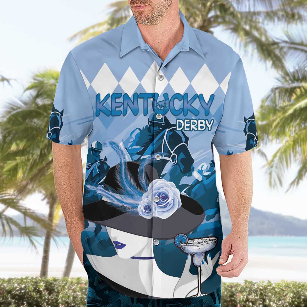 Kentucky Horse Racing Hawaiian Shirt Derby Mint Julep Girl - Blue Pastel LT14