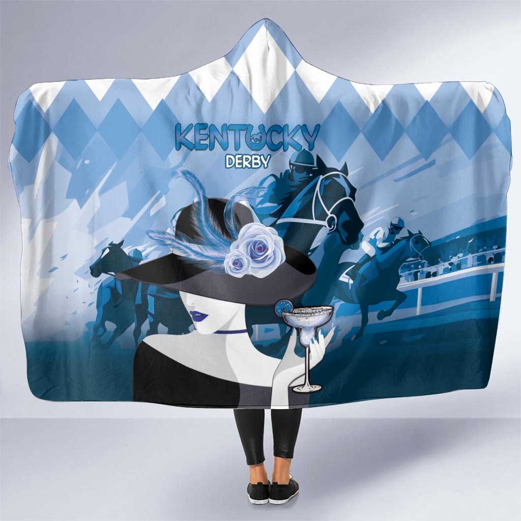 Kentucky Horse Racing Hooded Blanket Derby Mint Julep Girl - Blue Pastel LT14